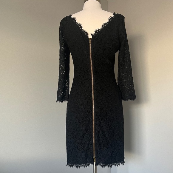 Diane Von Furstenberg Zarita Lace Special Occasion Cocktail Sheath Black Dress - Picture 6 of 13